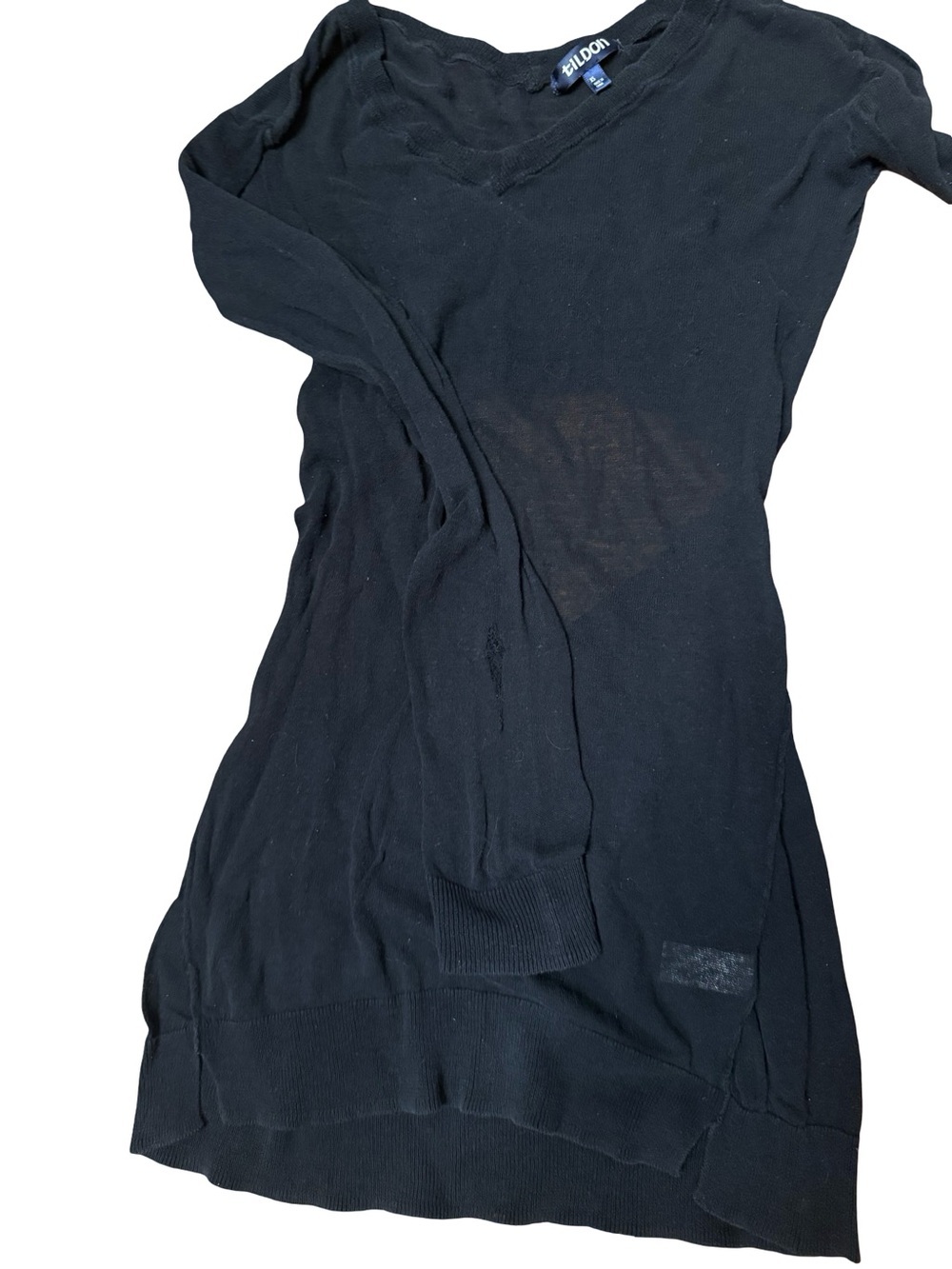 Tildon Black Long-Sleeve V-Neck Lightweight Knit Top - Picture 7 of 7